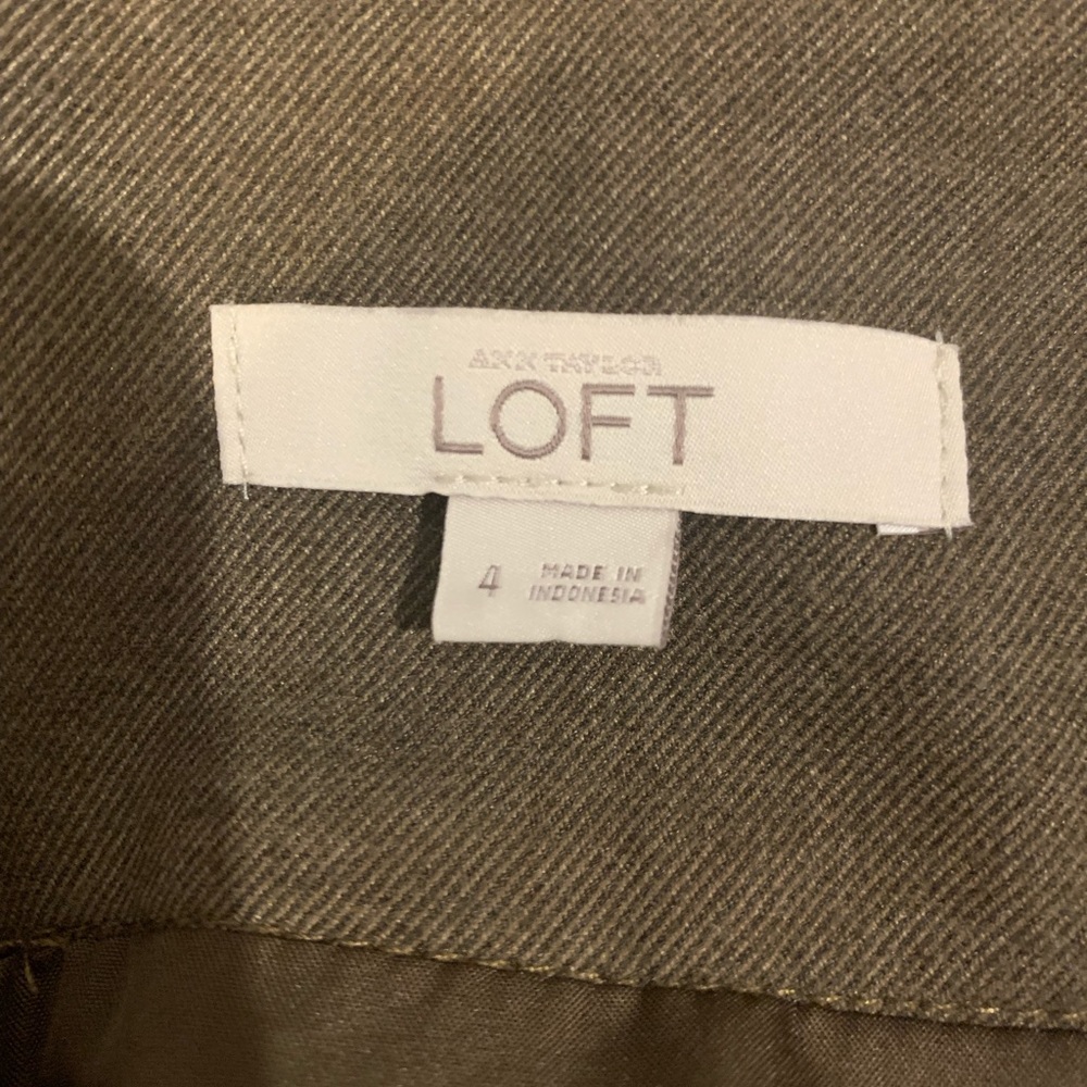 Loft Army Green Mini Skirt Lined Front Pockets 4 - Picture 6 of 7